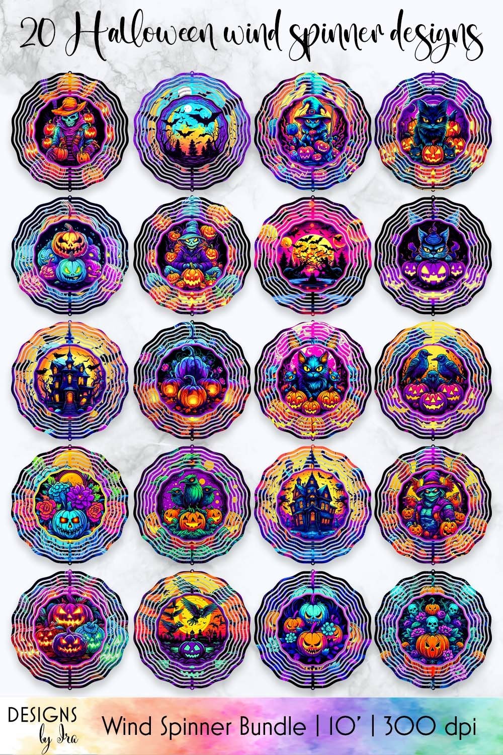 Wind Punk Halloween Wind Spinner | Neon Punk Style Halloween PNG