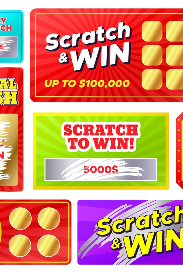 Scratch cards. Lottery games cards with lucky winning ticket