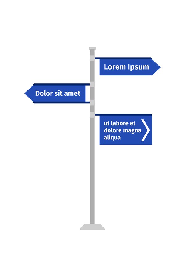 Multiple ways road direction sign
