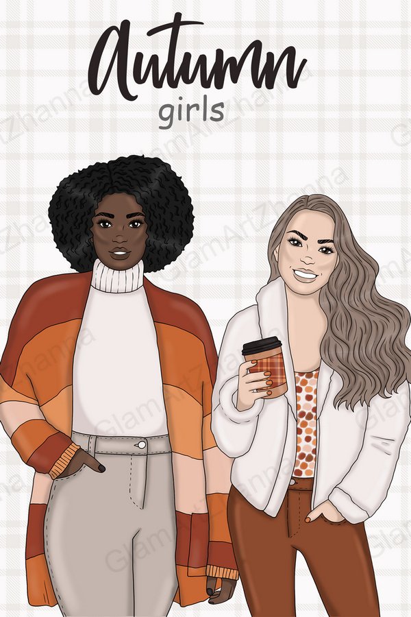 Autumn GIRLS Spice Fall Fashion Pumpkin Planner Stickers PNG
