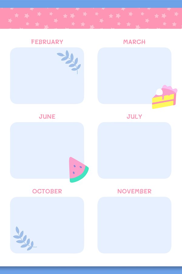 Yearly planner template. Organizer year calendar, business s