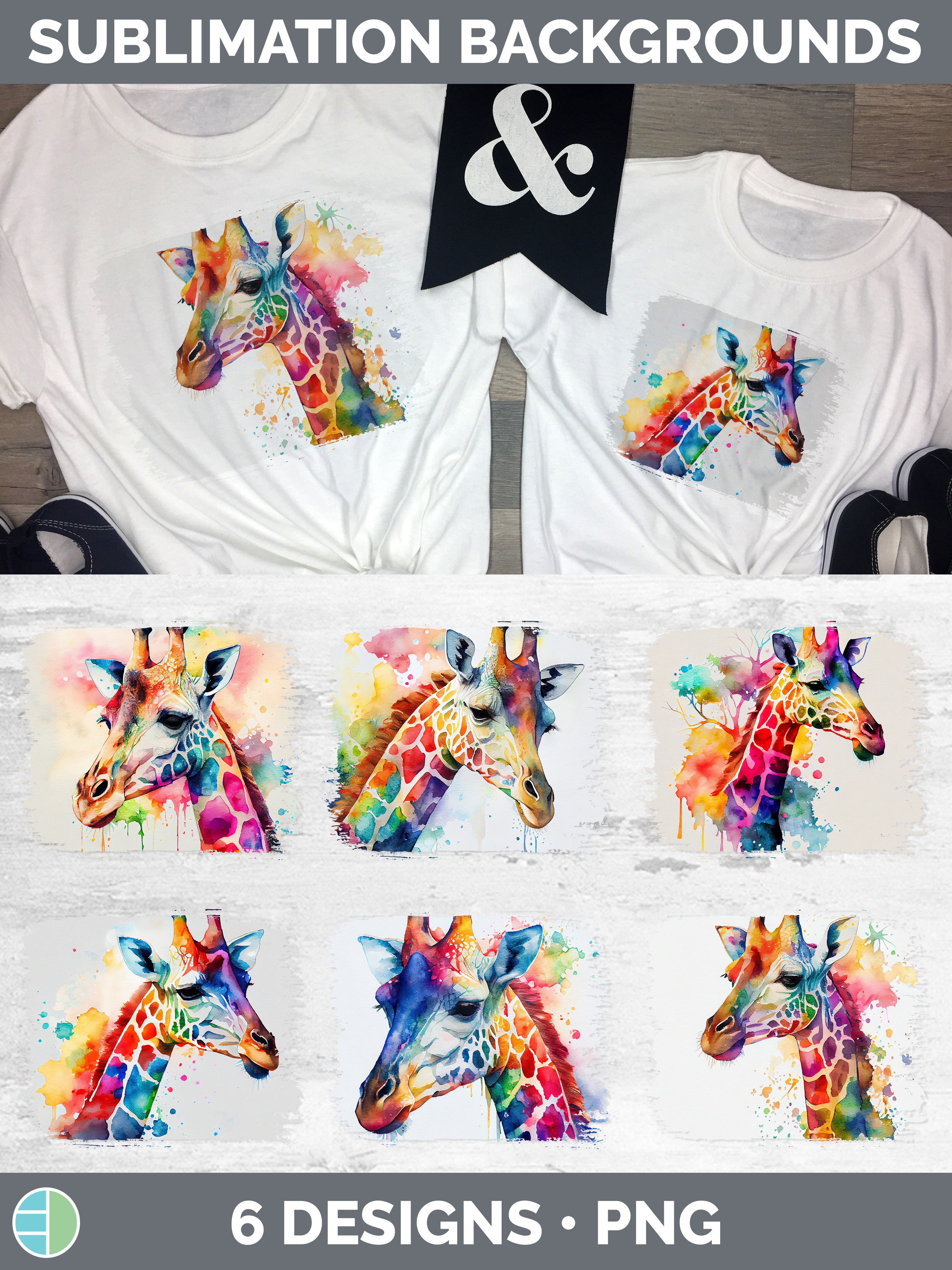 Rainbow Giraffe Distressed Sublimation Background Panel