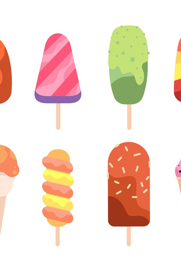 Popsicle ice cream. Summer creamy food, frozen sweet sticks.