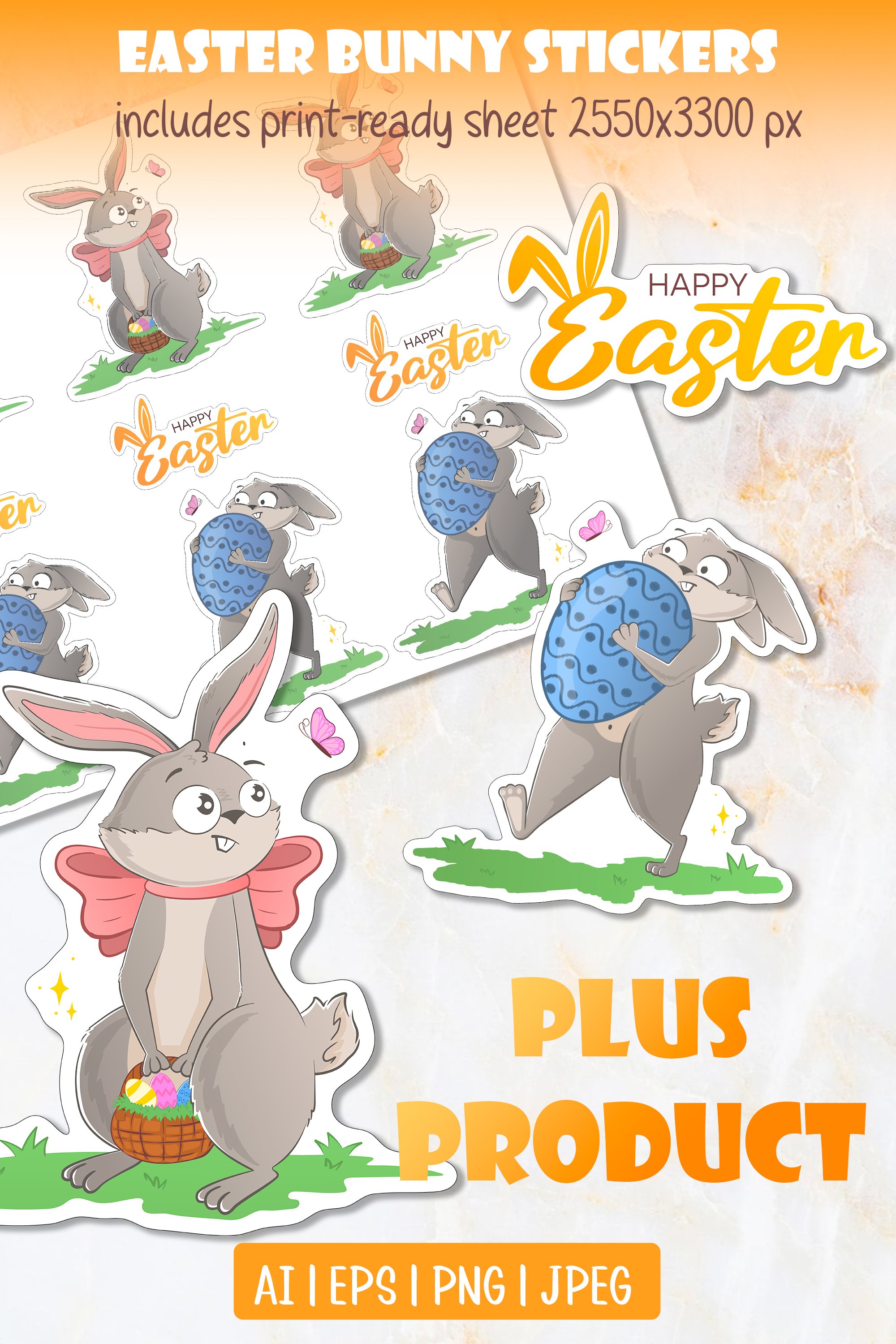 Funny Easter rabbit stickers | Happy Easter bunny PNG