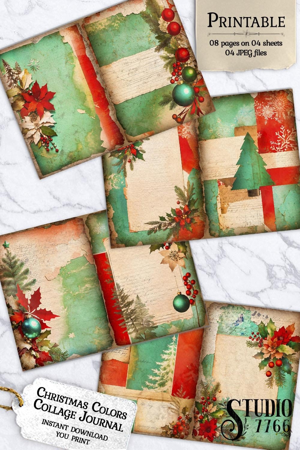 Christmas Colors Collage Junk Journal