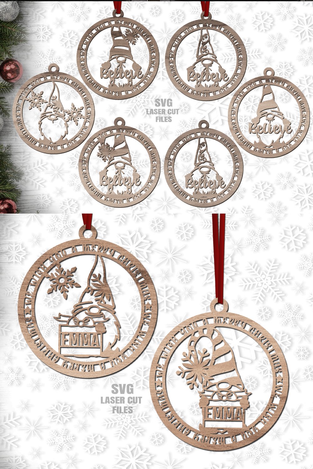 Gnome Ornament SVG Bundle | Christmas Laser Cut Files