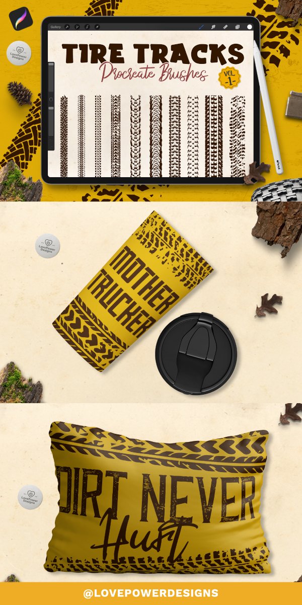 Procreate Brushes Tire Track Brushes for (1100442)