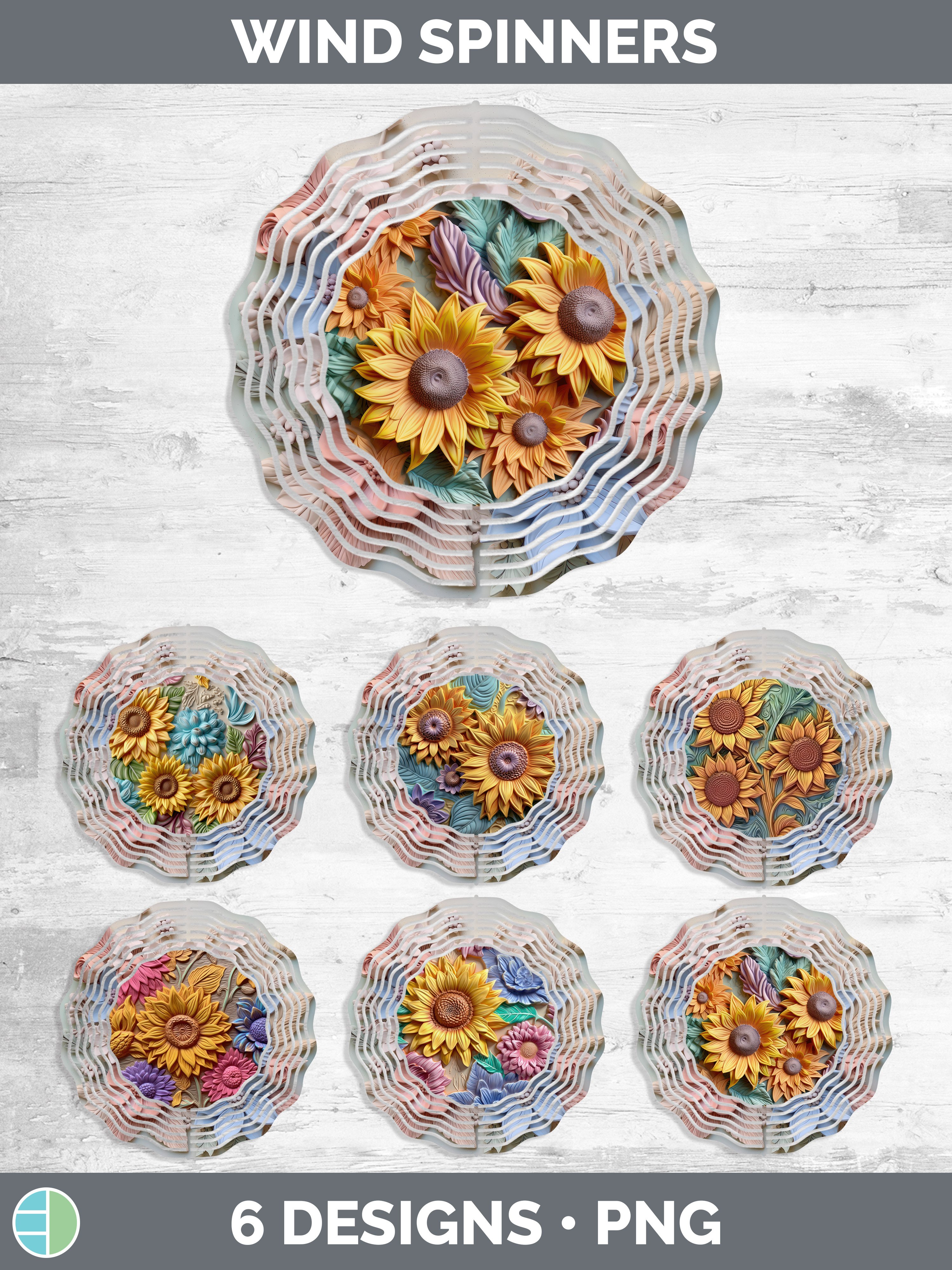 3D Sunflower Flowers Wind Spinner | Sublimation Spinner Desi