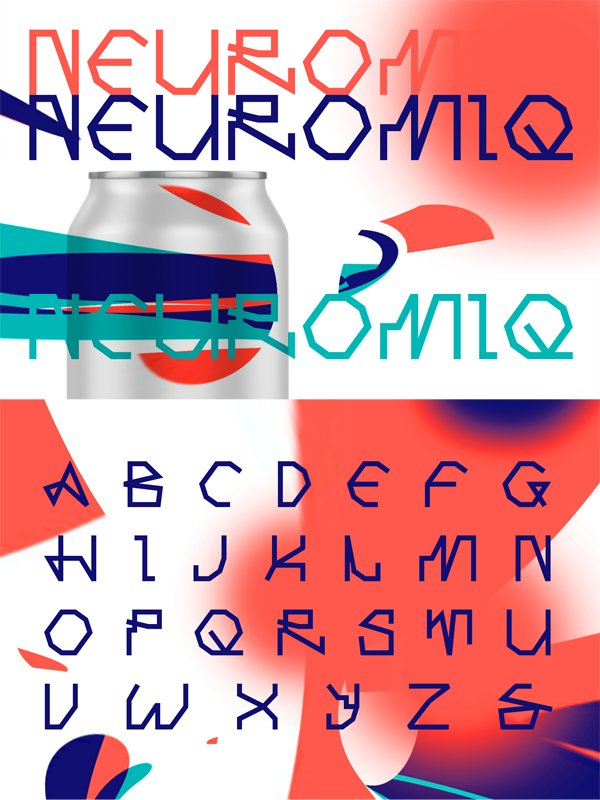 Computer line decorative font. Neuromiq.