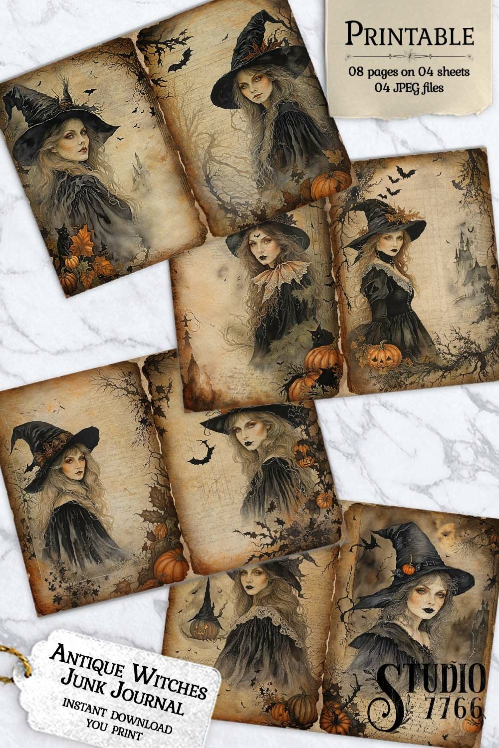 Antique Witches Junk Journal Pages