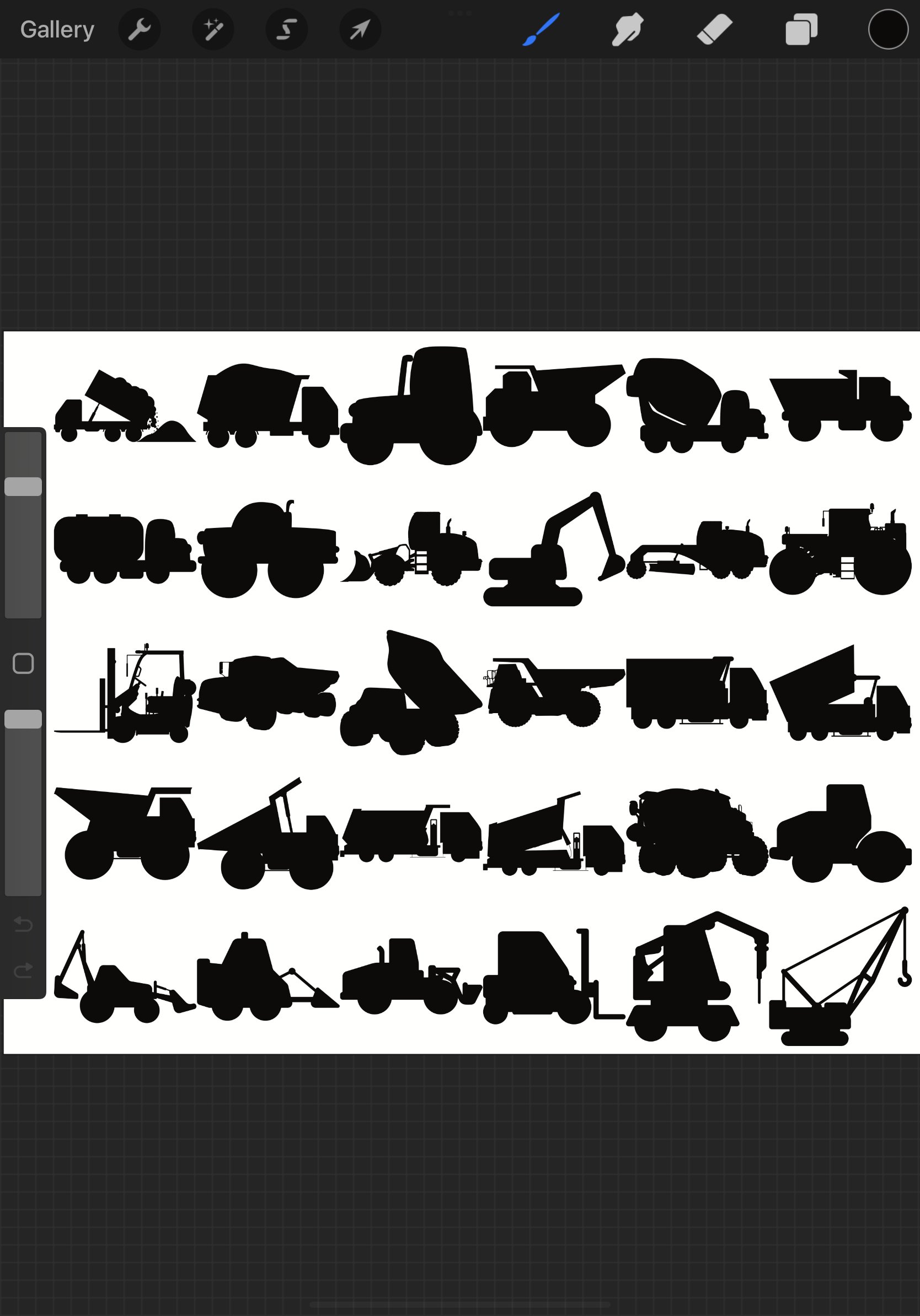 Construction Vehicles Silhouettes Set 1 Procreate Brush
