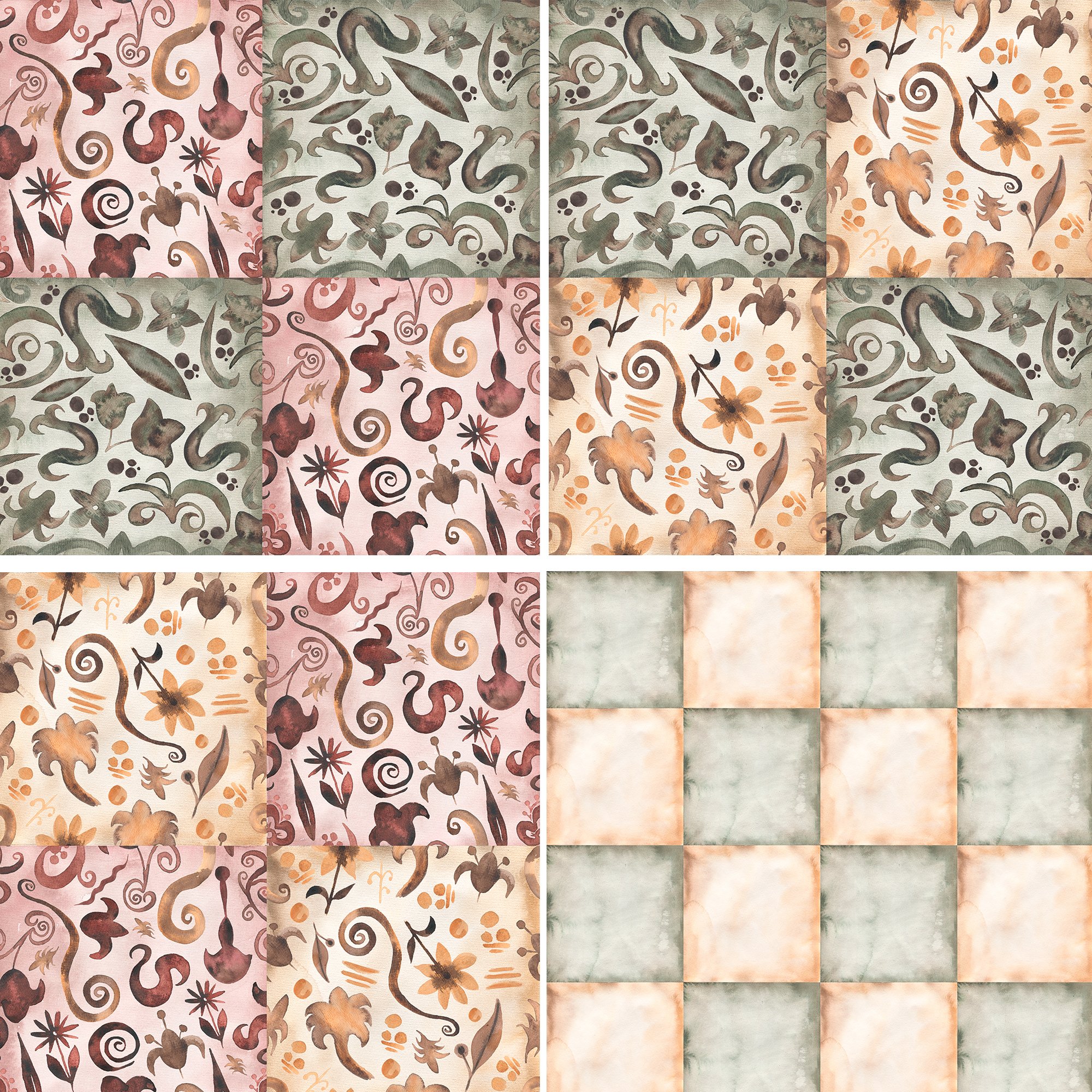 Watercolor Patchwork Seamless Pattern