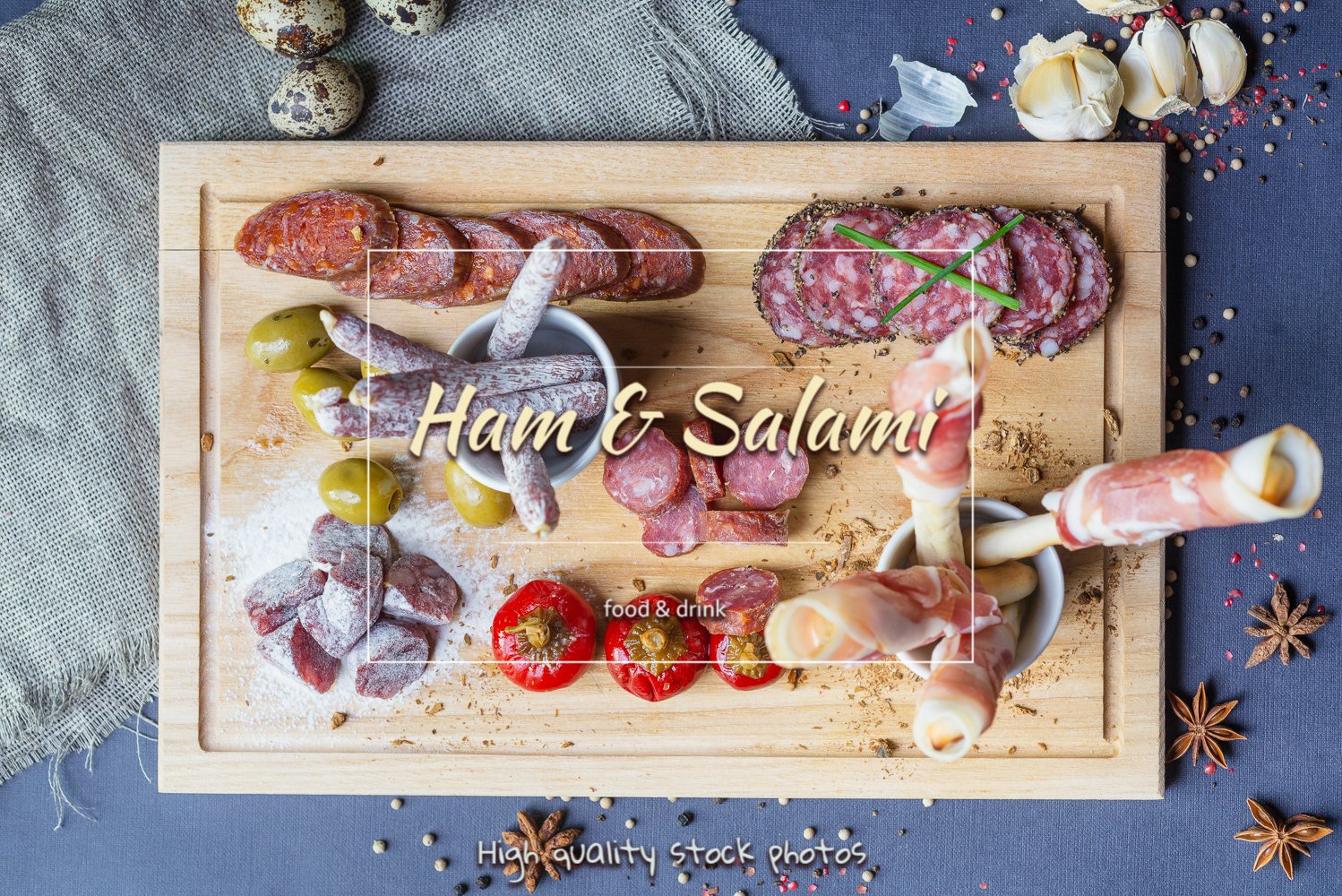 Salami and Ham. Traditional spanish appetizers. (638396)