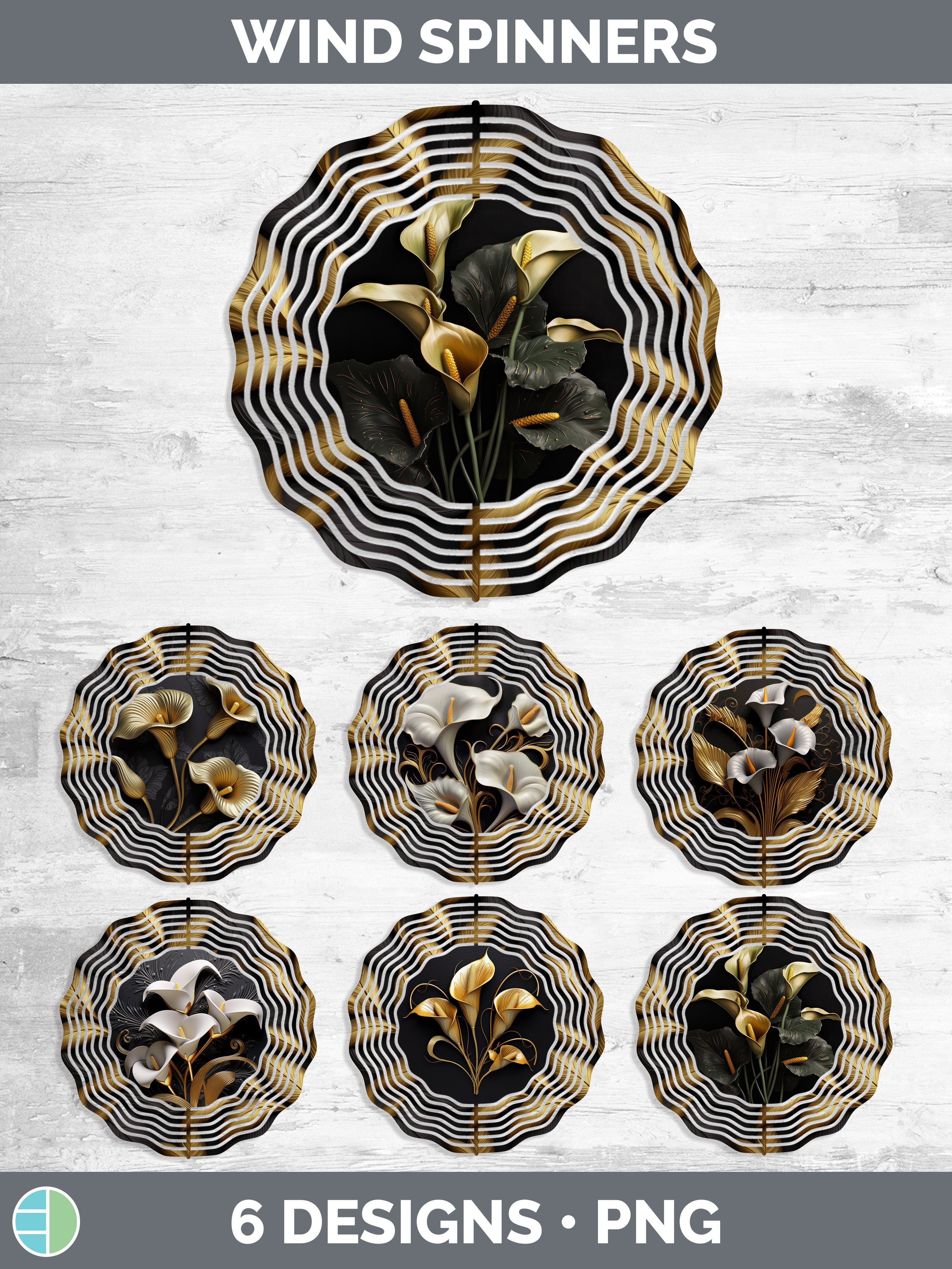 3D Calla Lily Flowers Wind Spinner | Sublimation Spinner Des