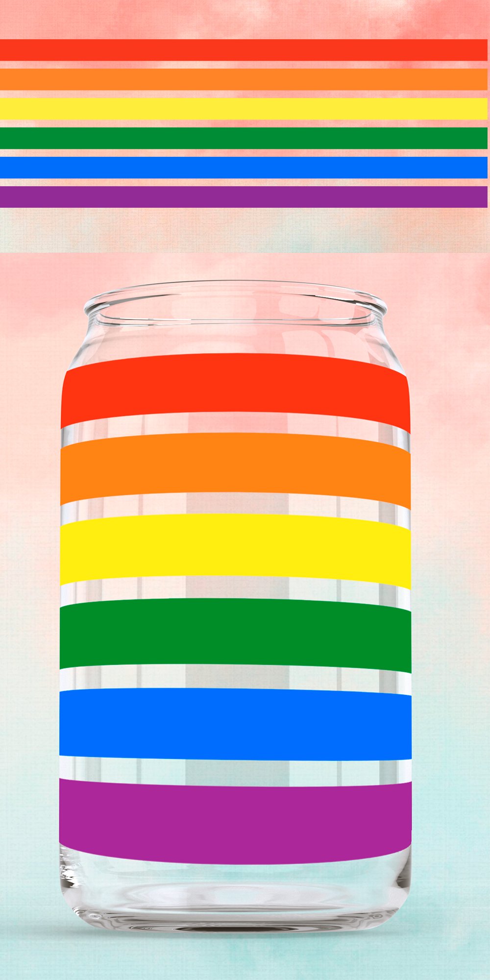 LGBTQ svg with rainbow love. 16oz glass can wrap svg Libbey