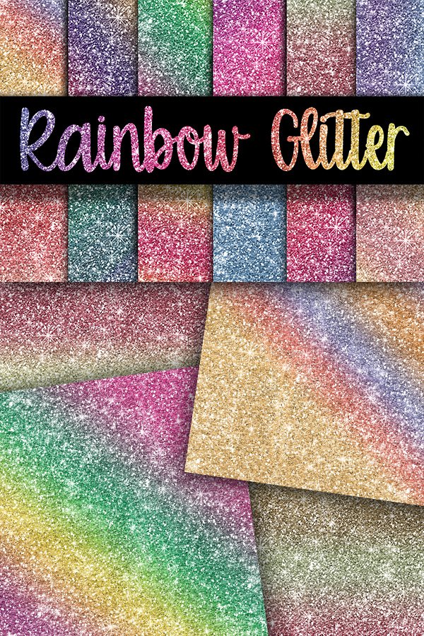Rainbow Glitter Digital Paper Textures (37527)