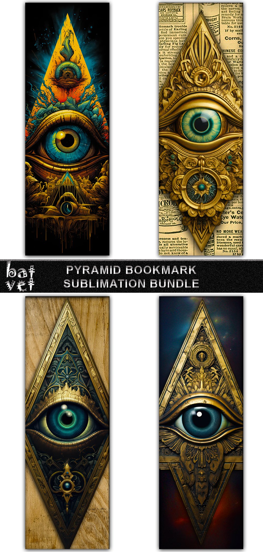 Pyramid Bookmark Sublimation | Mystic Bookmark PNG Design