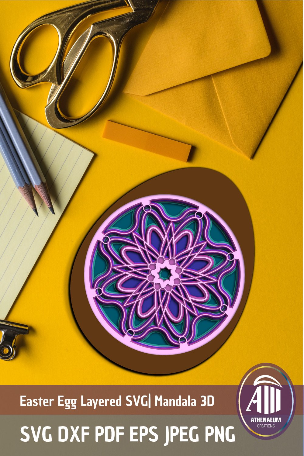 3d Layered Mandala|Easter Egg Mandala SVG|Layered Paper Cut