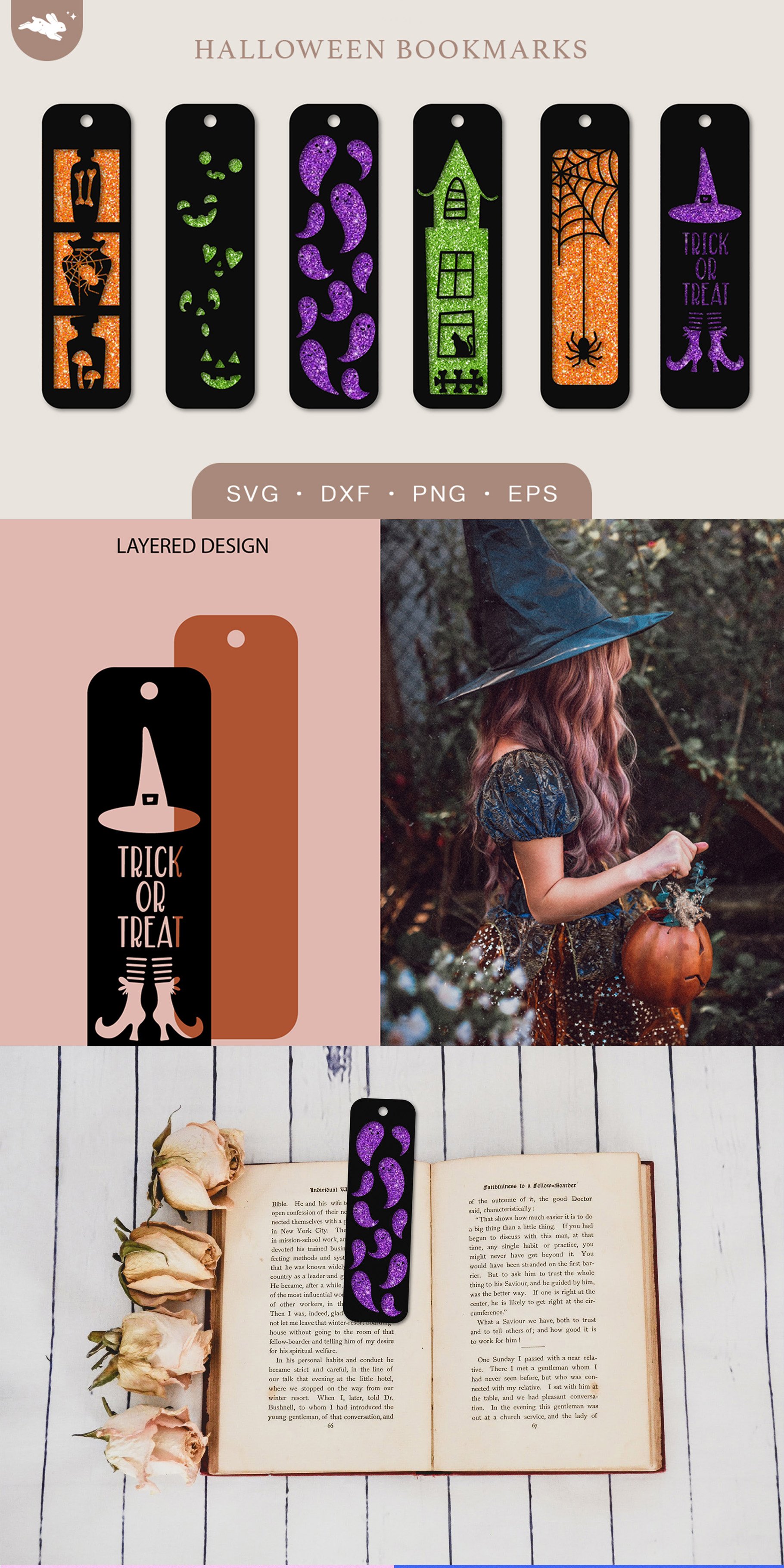 Halloween bookmarks svg bundle, Halloween printable bookmark