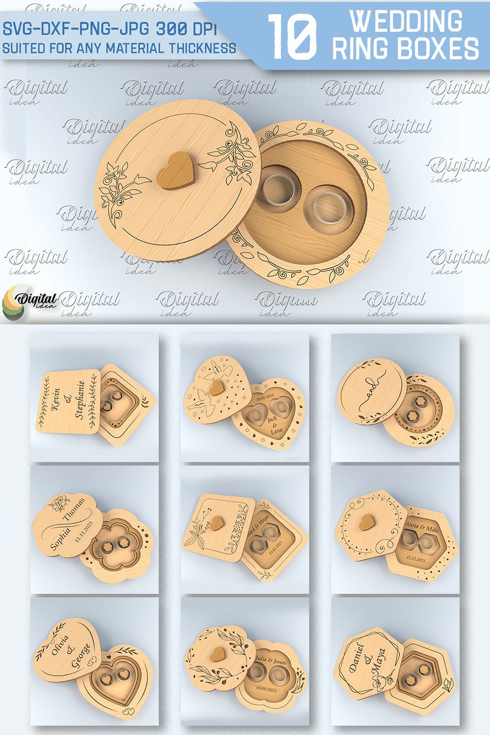 Wedding Ring Box SVG Bundle. 3D Ring Box Laser Cut