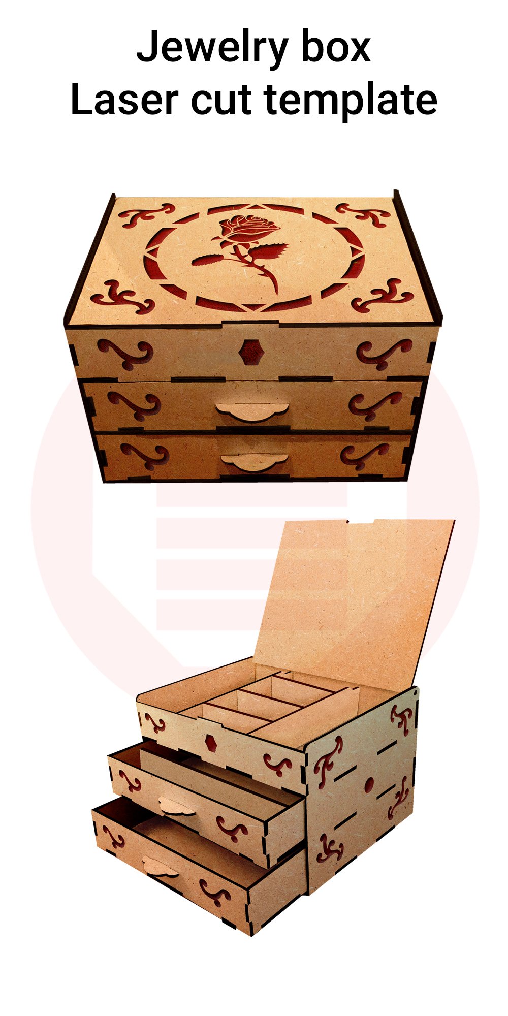 Wooden jewelry gift box template laser cut projects svg diy