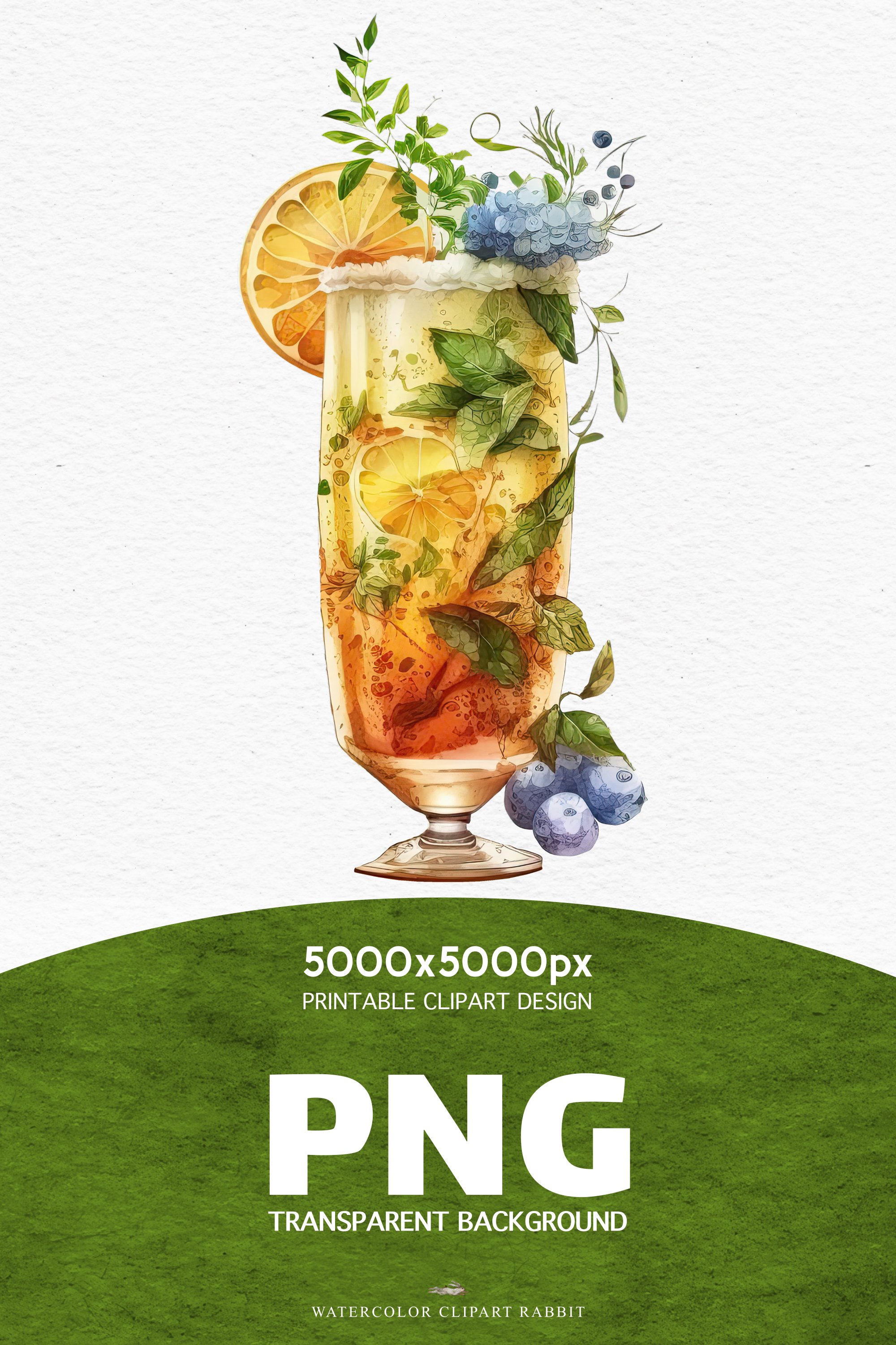 Cold Summer Cocktails Drinks Lemon Berries Clipart PNG image