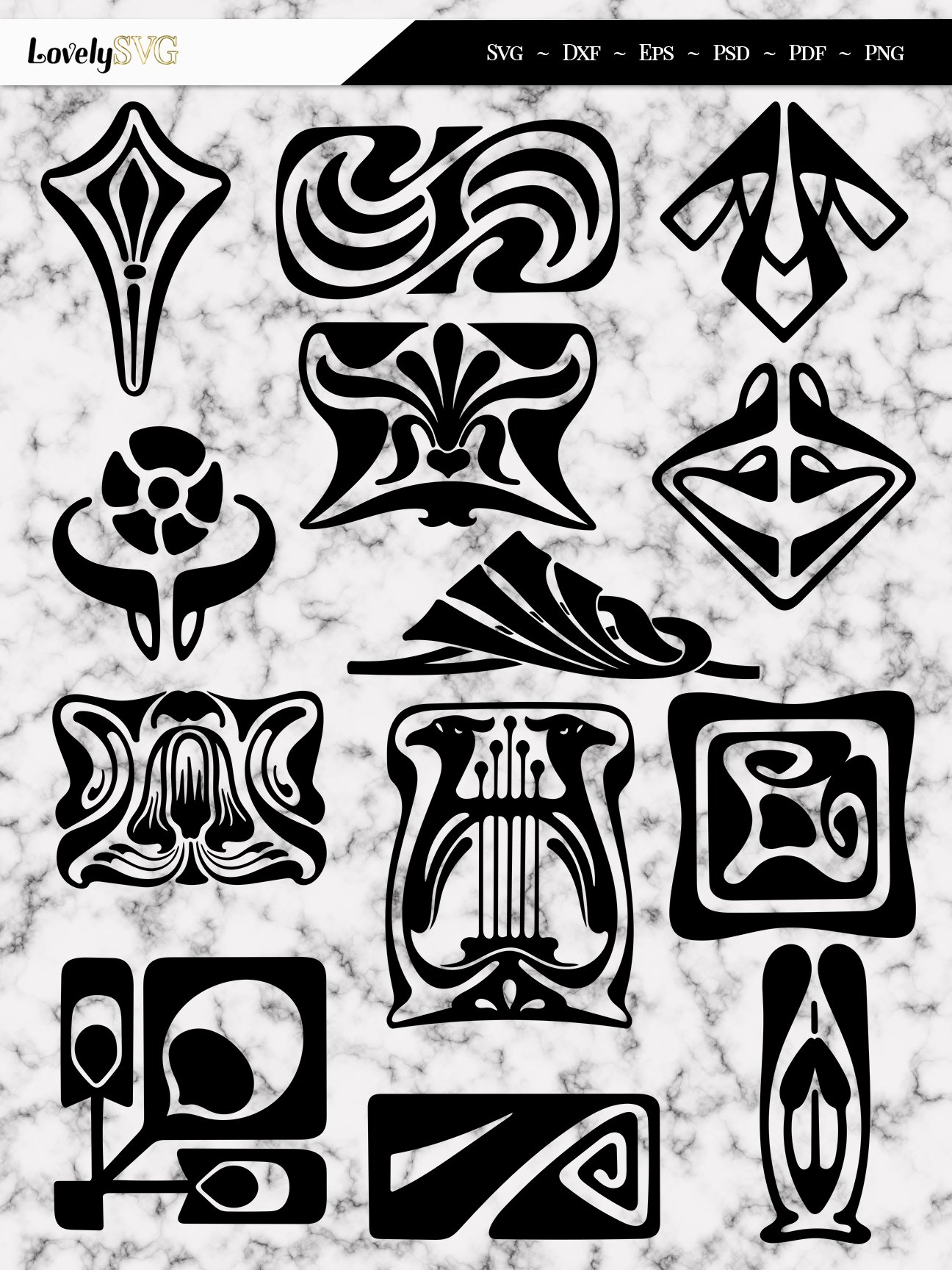 Vintage Art Nouveau Symbols, SVG Cut Files