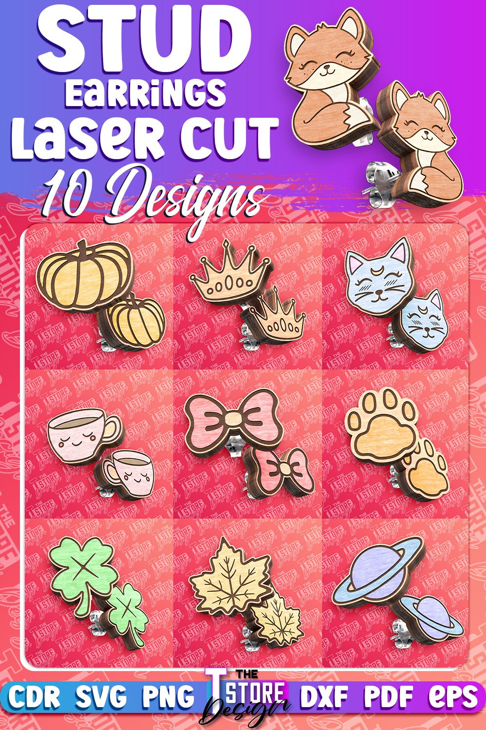 Stud Earrings Laser Cut Bundle Funny Stud Earrings SVG