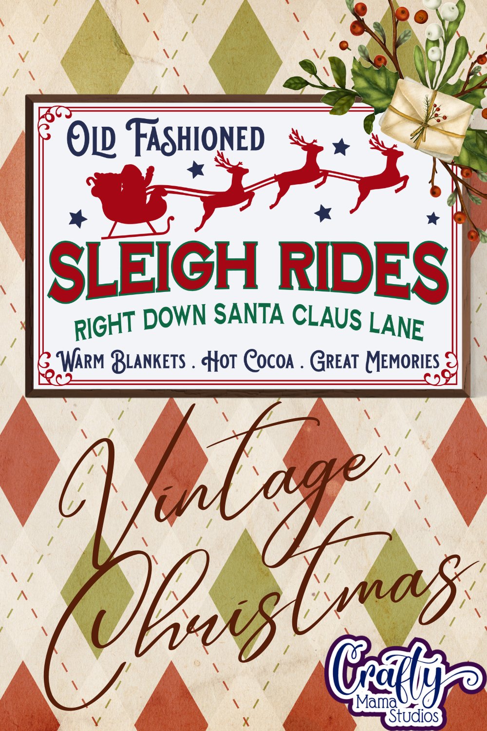 Sleigh Rides Sign, Vintage Christmas Farmhouse Svg