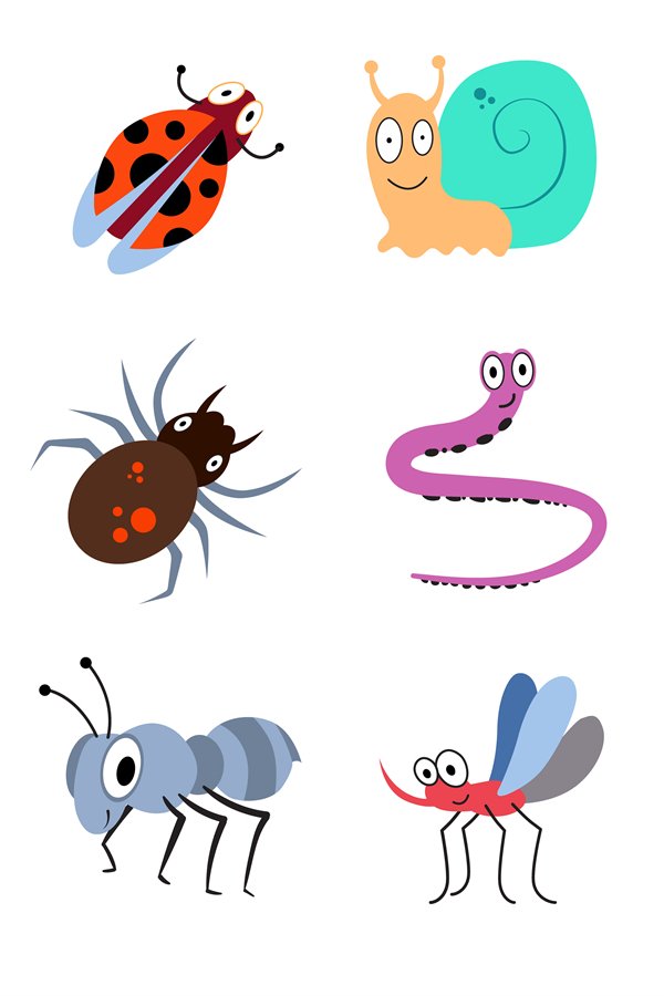 Cute and funny bugs, insects vector collection (822683)