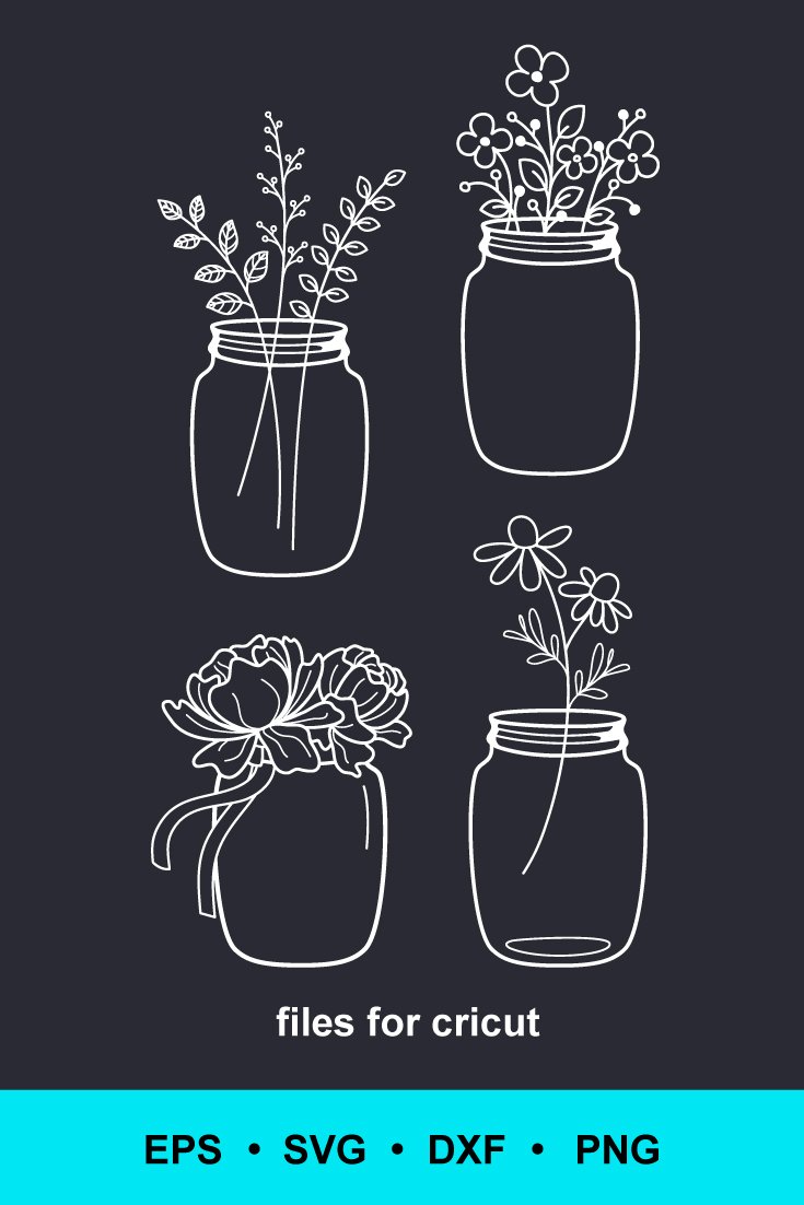 Mason Jar Flower Vector Clip Art