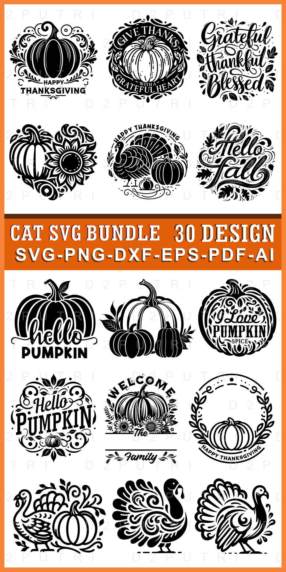 Fall SVG Bundle, Pumpkin SVG, Thanksgiving SVG, Autumn SVG