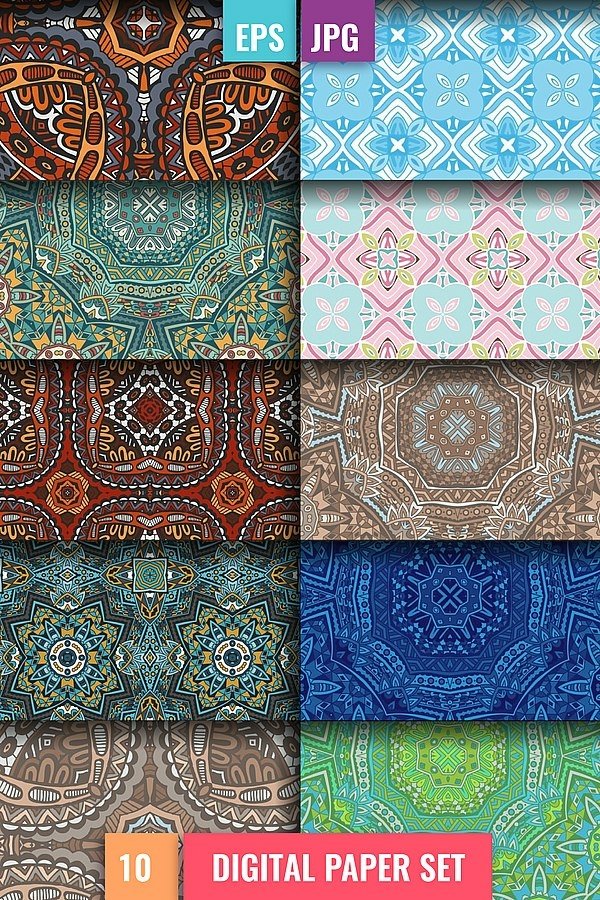 Digital Paper ethnic tribal style for Scrapbooking 1
