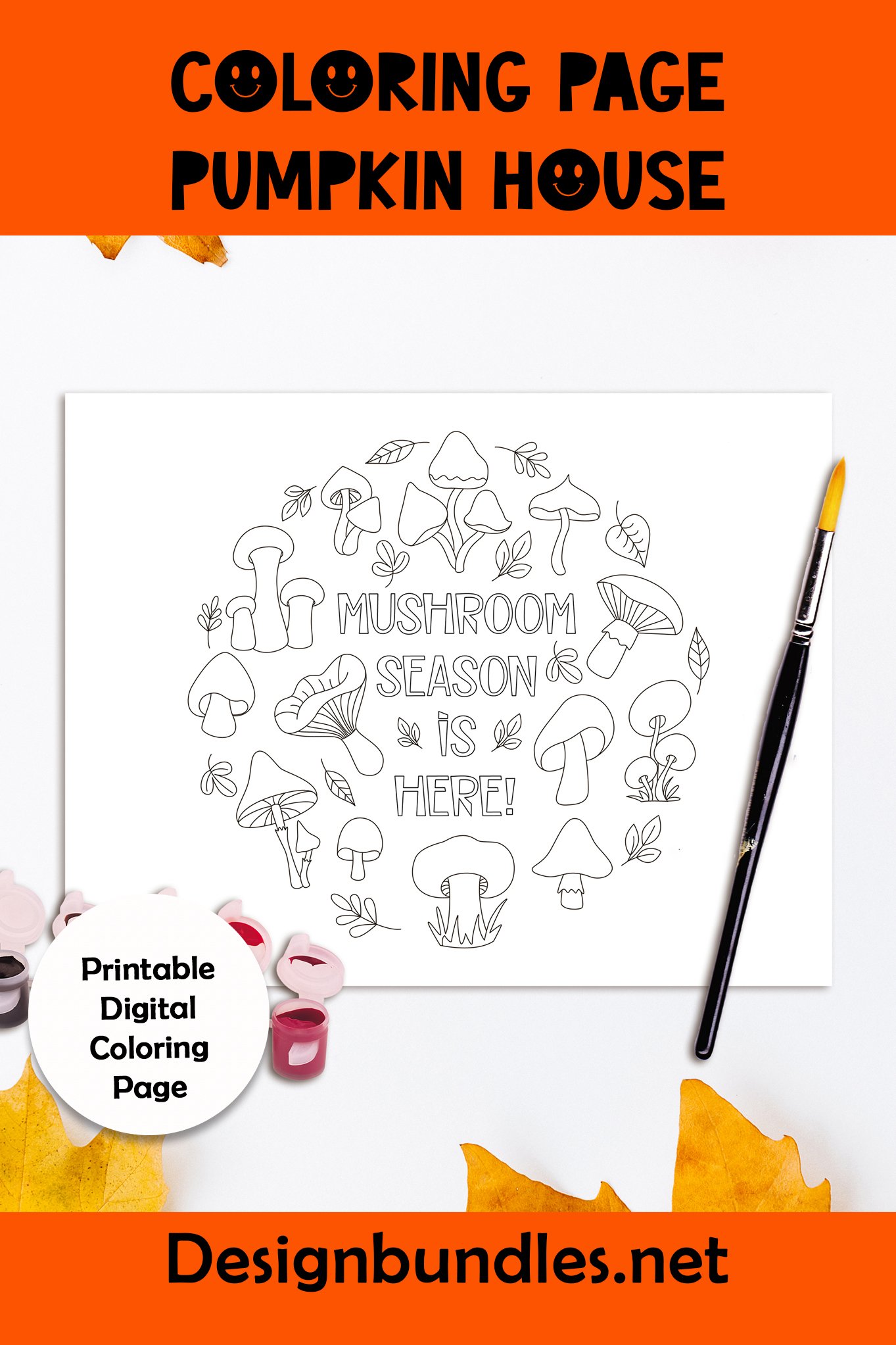 6 Autumn printable coloring pages for children, JPG.
