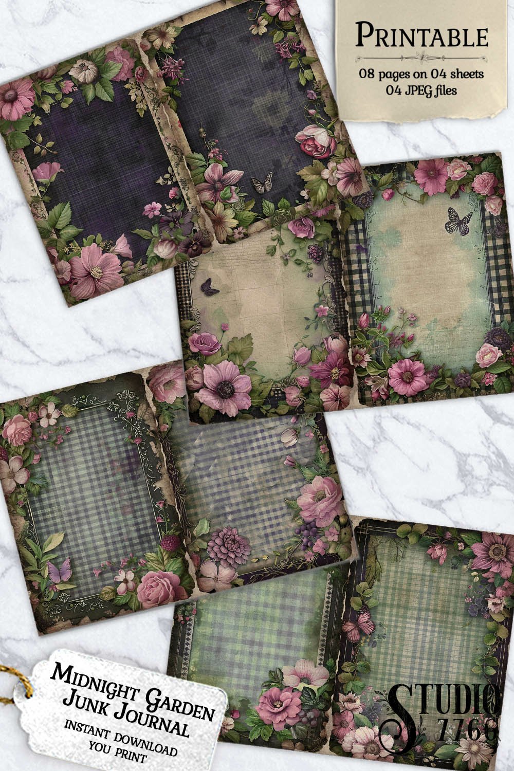 Midnight Garden Junk Journal Pages