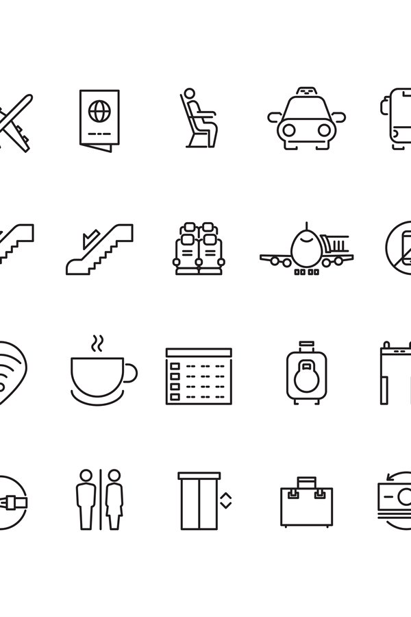 Airport thin line vector icons