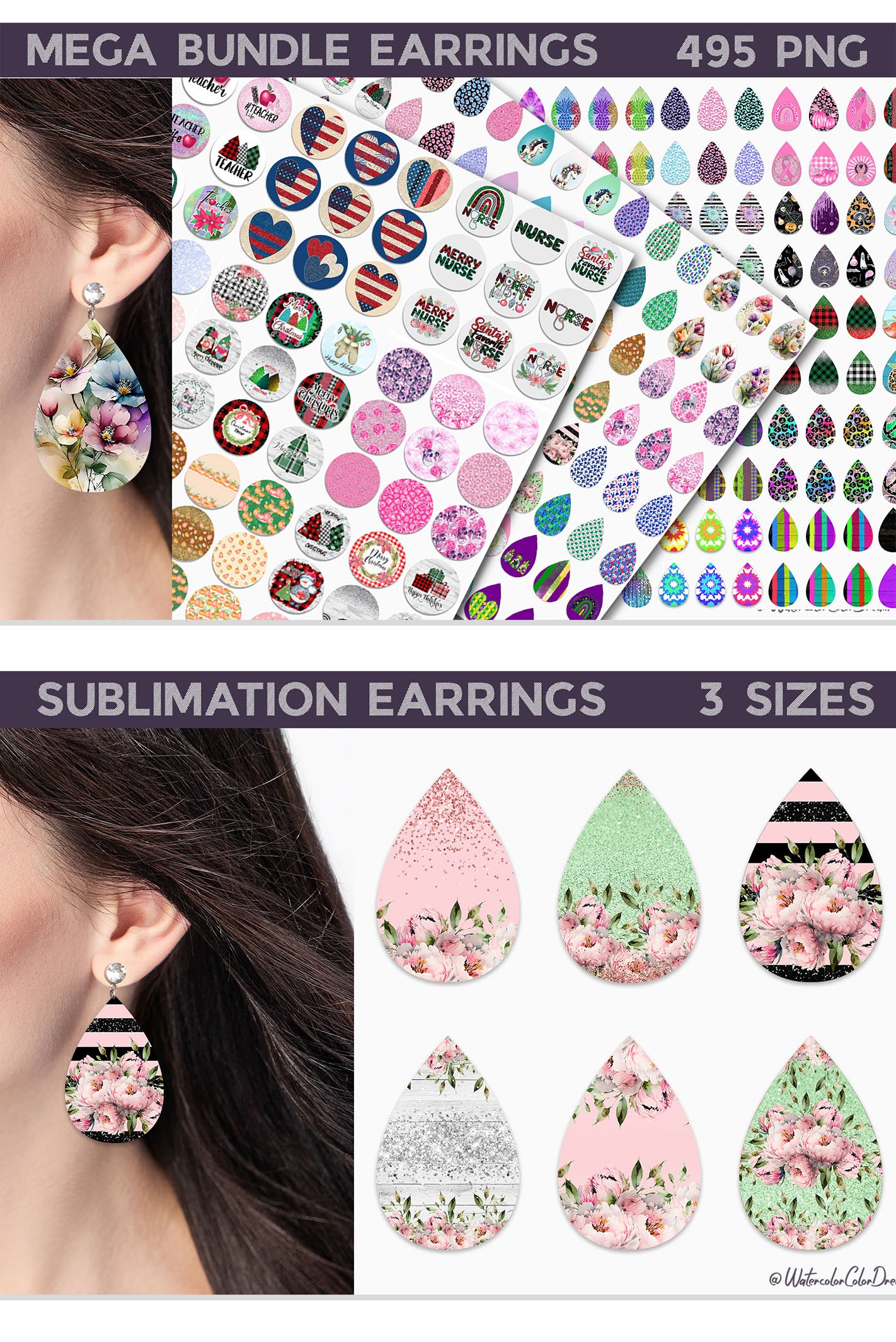 Sublimation Earrings Bundle | Teardrop Earrings