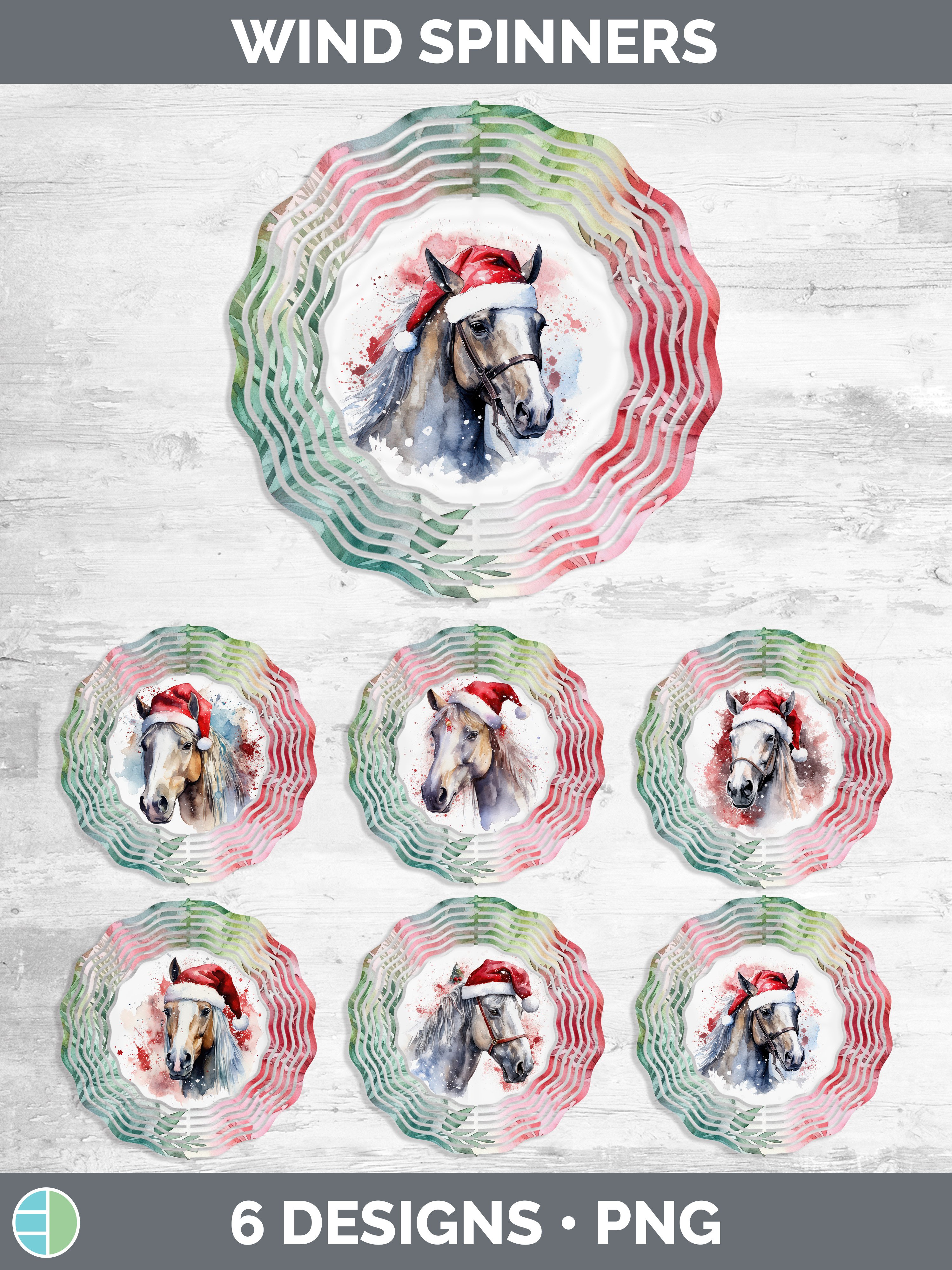 Christmas Santa Hat Horse Wind Spinner | Sublimation Spinner