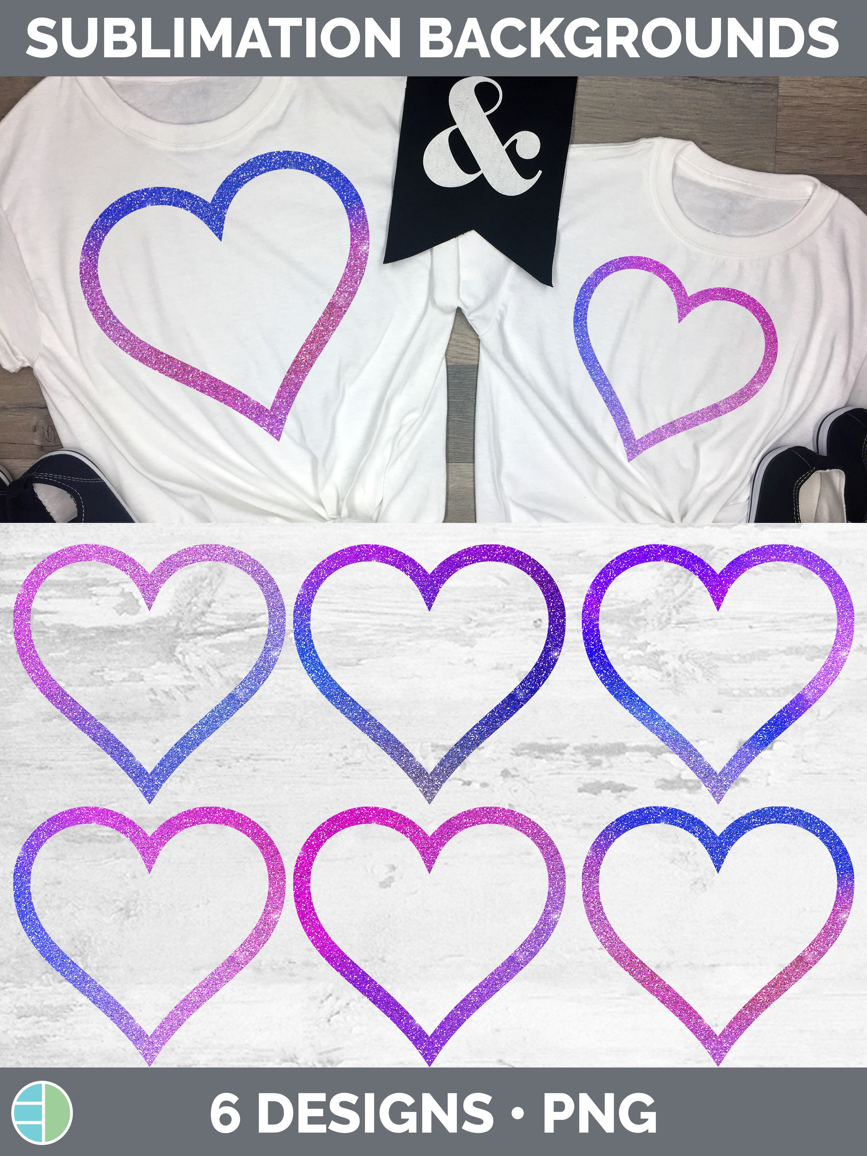 Purple Glitter Heart Frame Clipart | Sublimation Designs