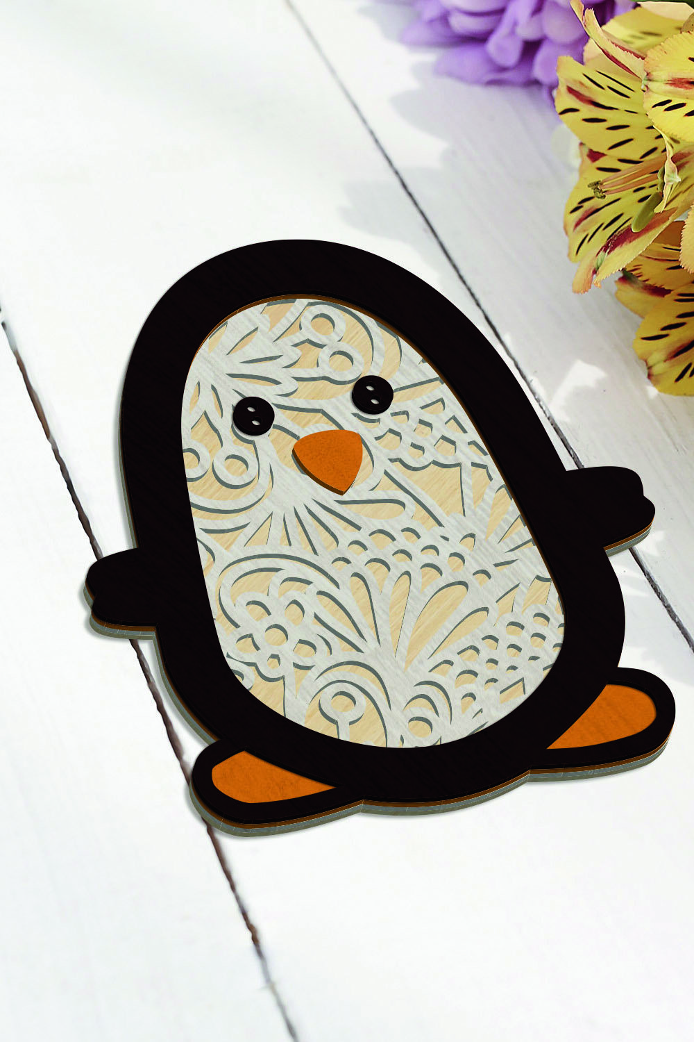 Penguin Decorative Laser Cut Template