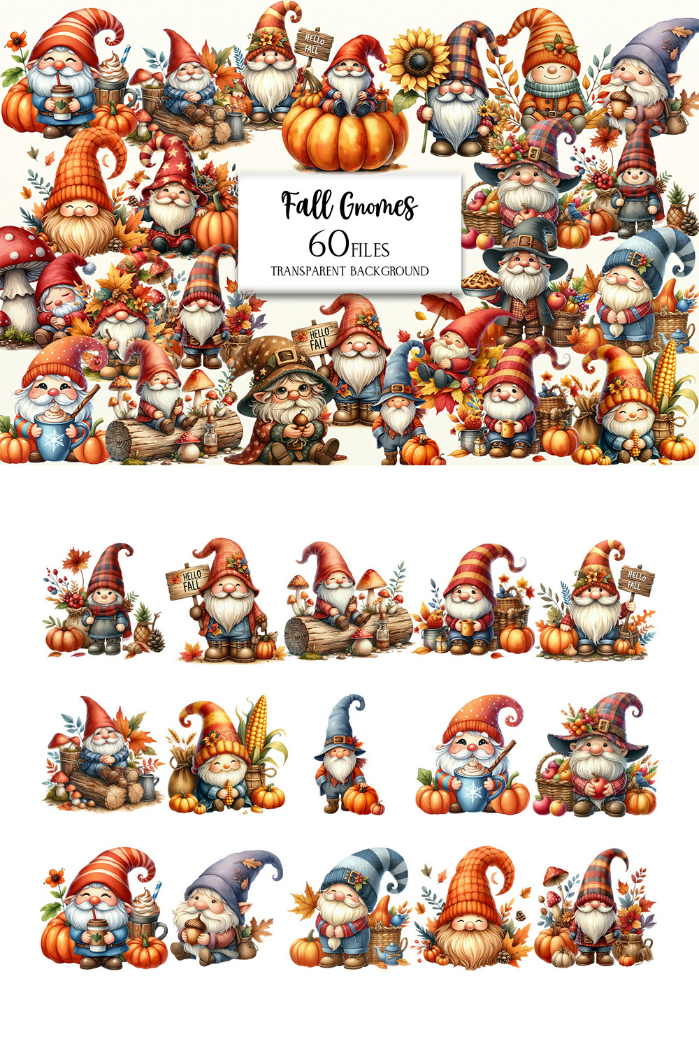 Fall Gnomes Clipart, Autumn Clipart