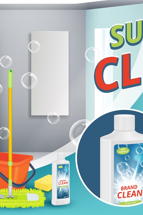 Cleaning agent. Advertizing placard power cleaning spray for (1333827