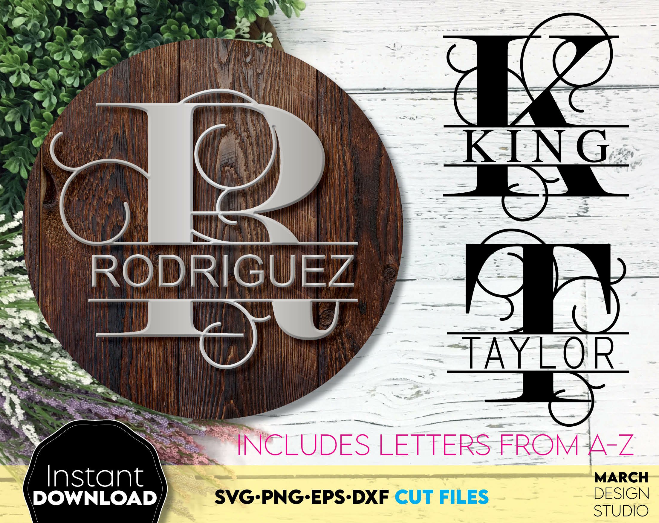 Split Monogram SVG | Monogram Letter SVG | Wedding Monogram