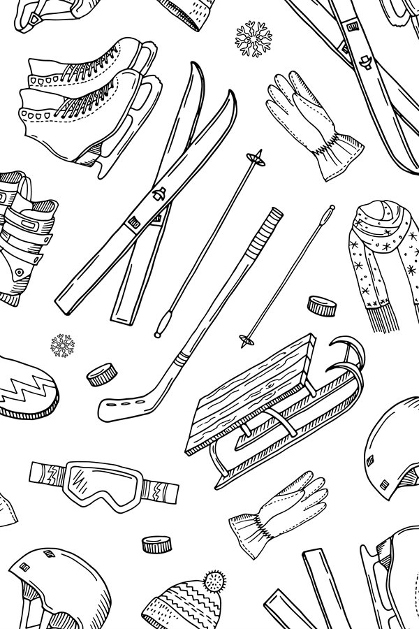 Vector hand drawn winter sports equipment and (815644)