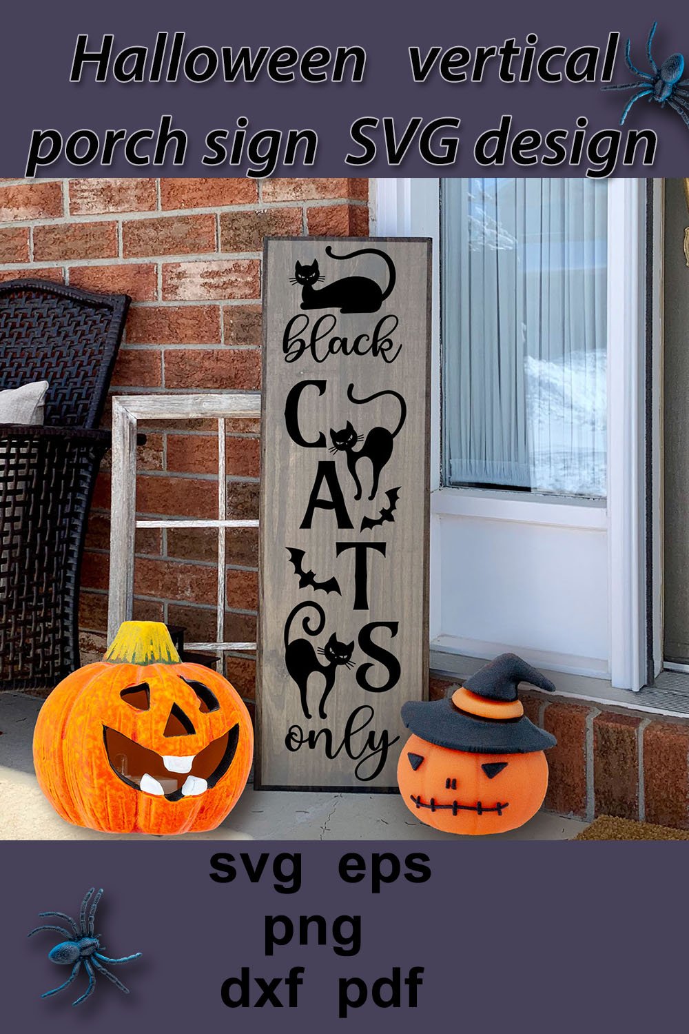 Halloween vertical Porch Sign Svg| Halloween Black Cats svg