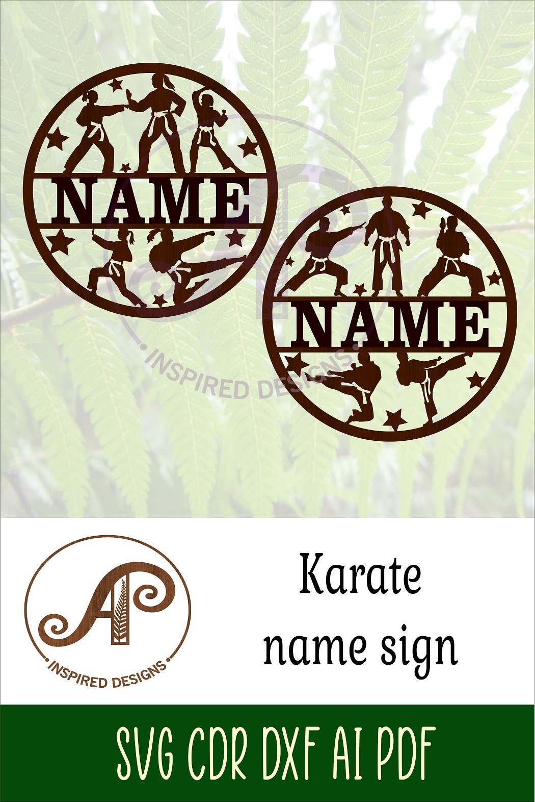 Karate name sign svg laser cut template