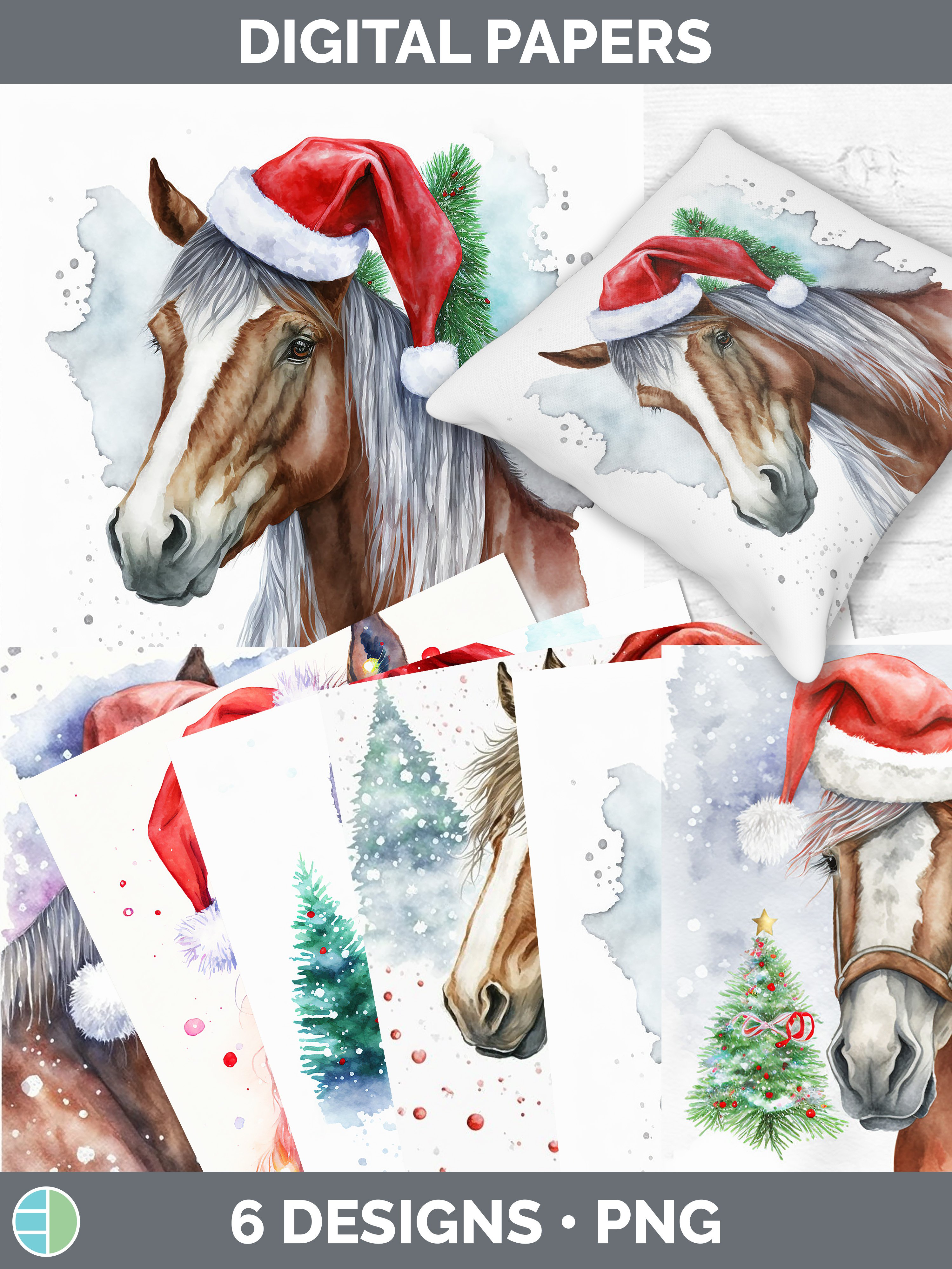 Christmas Horse Backgrounds | Digital Scrapbook Papers