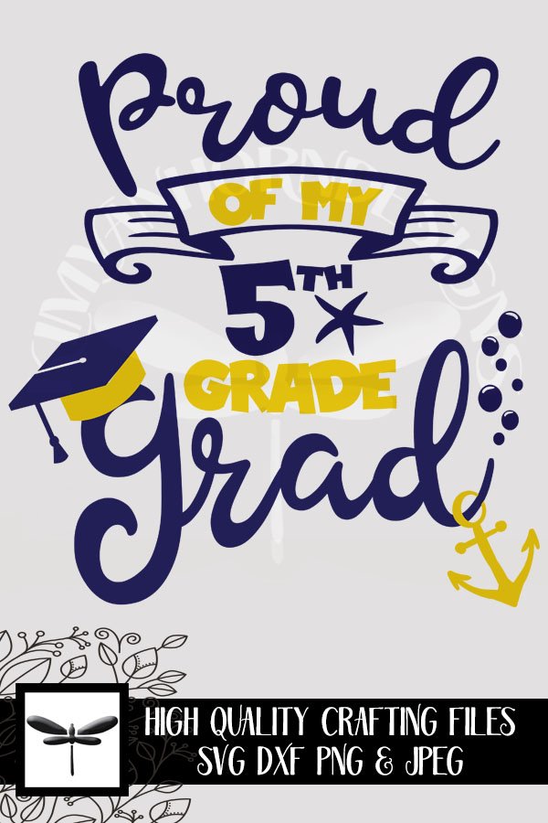 Proud Of My 5th Grade Grad with Cap and Anchor