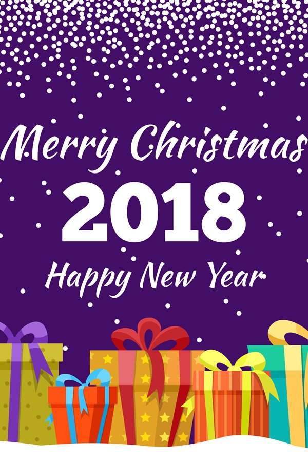 Merry Christmas poster with gift boxes