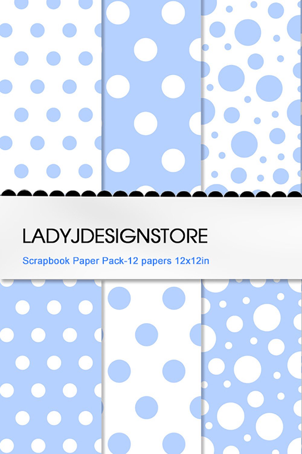 Digital Scrapbook Paper Pack - Baby Blue Dots Stars Stripes